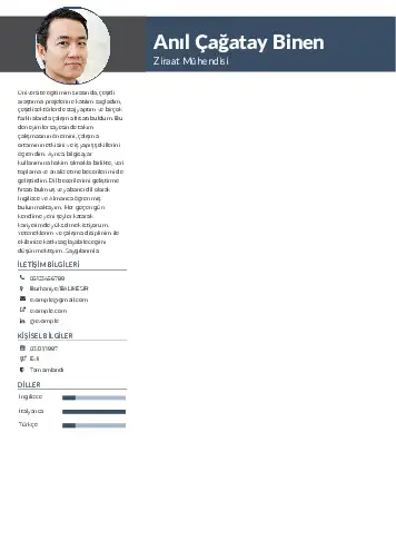 Ziraat Mühendisi Cv Örnekleri cv indir